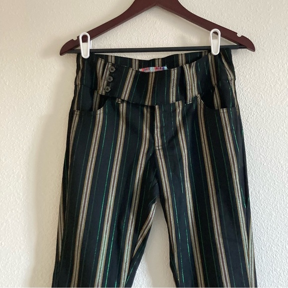 NWT Urban Outfitters Women's Black Metallic Striped Pant Size 4 - Picture 2 of 9